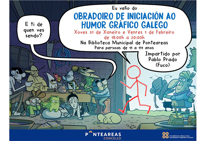 Orixinal obradoiro de iniciación ao humor gráfico galego na biblioteca municipal