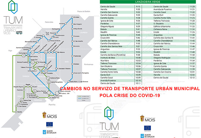 Cambios no Bus Urbán de Mos pola crise do COVID-19