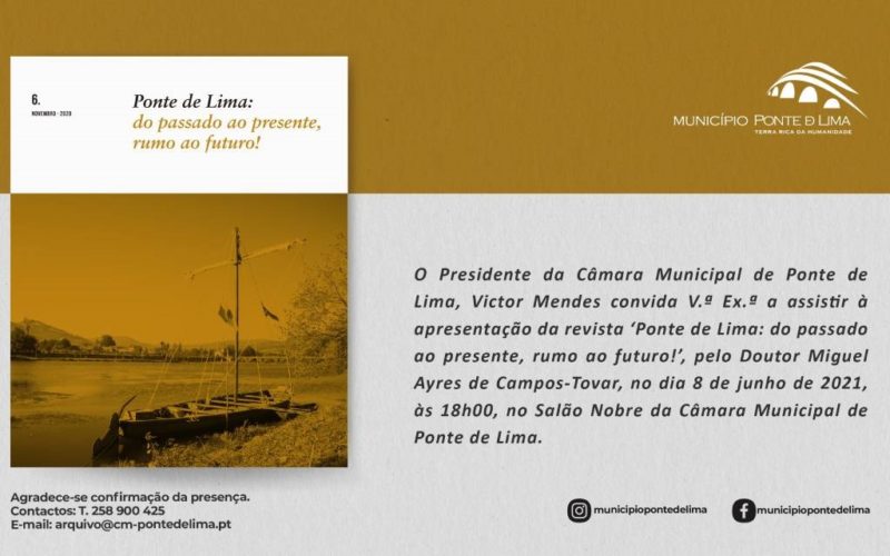 Apresentação do 6º volume de “Ponte da Lima: do passado ao presente, rumo ao futuro!”