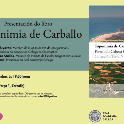 O libro “Toponimia do Carballo” será presentado este 30 de setembro