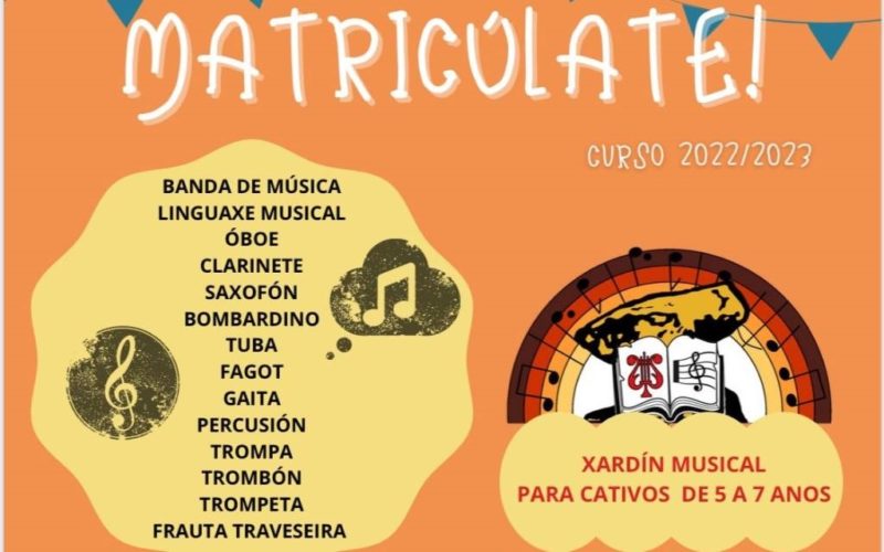 Aberto o prazo de inscrición do curso 2022-2023 da Escola de Música de Xinzo