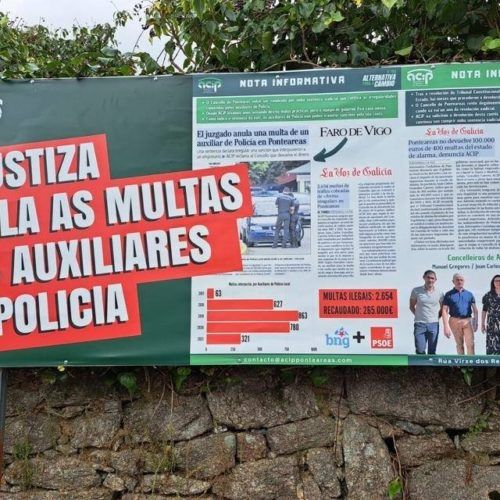ACiP coloca lona publicitaria denunciando as “multas ilegais” do goberno municipal