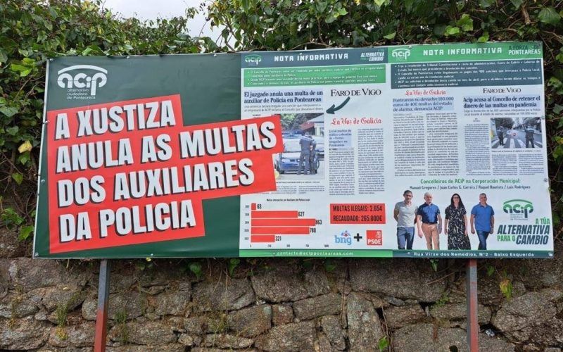 ACiP coloca lona publicitaria denunciando as “multas ilegais” do goberno municipal