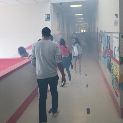 Os centros educativos porriñeses ensaian protocolos anti-incendios