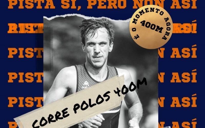 Manifestación pola pista de atletismo en Ponteareas