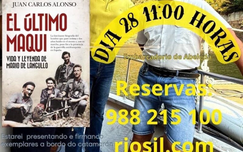 Presentación dun libro a bordo dun catamarán polo río Sil