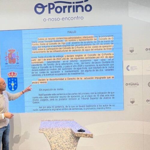 Sentenzas xudiciais avalan ao Concello do Porriño sobre o cobro da Auga de Eiras