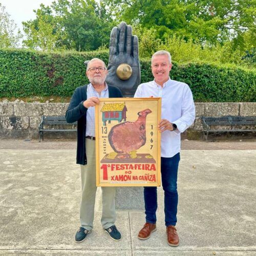 A Caniza recibe orixinal do primeiro cartaz da Festa do Xamón de 1967